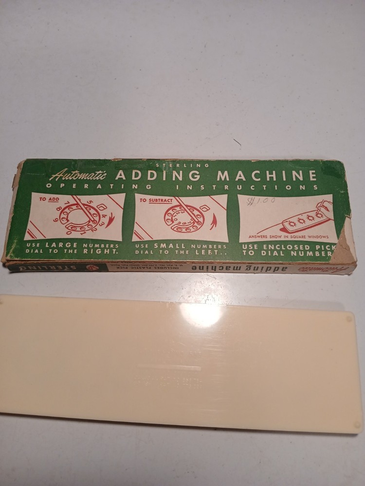 Sterling Dial A Matic Automatic Adding Machine Vintage Plastic in Box