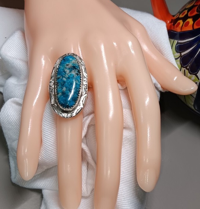 NEW HERBERT TSOISE COMPLEX TURQUOISE STERLING RING FITS SZ. 5.75