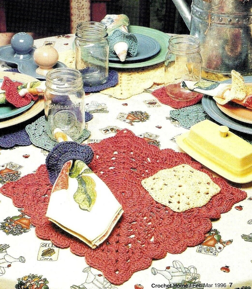 PRETTY Spring Placemat Set/Decor/Crochet Pattern INSTRUCTIONS ONLY