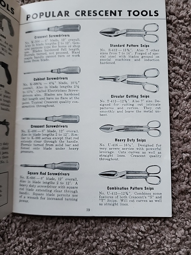 How To Use Hand Tools Cresent Tools Company 1951 Cresent Tool Advertisement