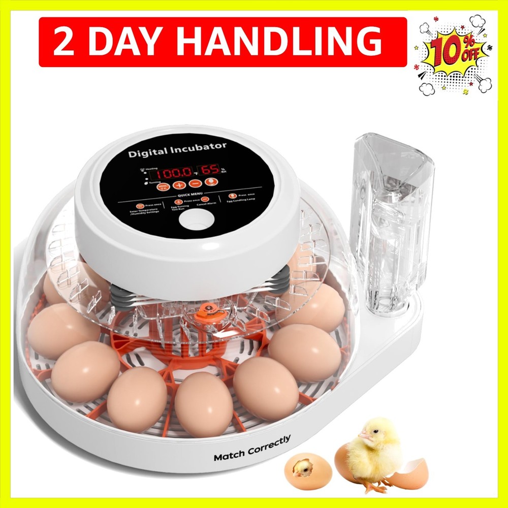 12 Egg Incubator for Hatching Eggs with Automatic Egg Turning, Temperature & ...