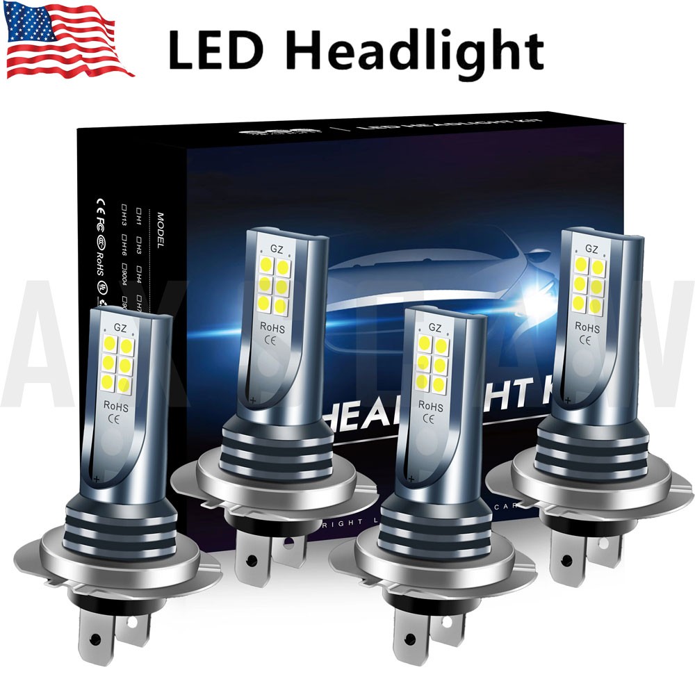 4x H7 LED Headlight Bulb Kit High Low Beam Super Bright 6000K White