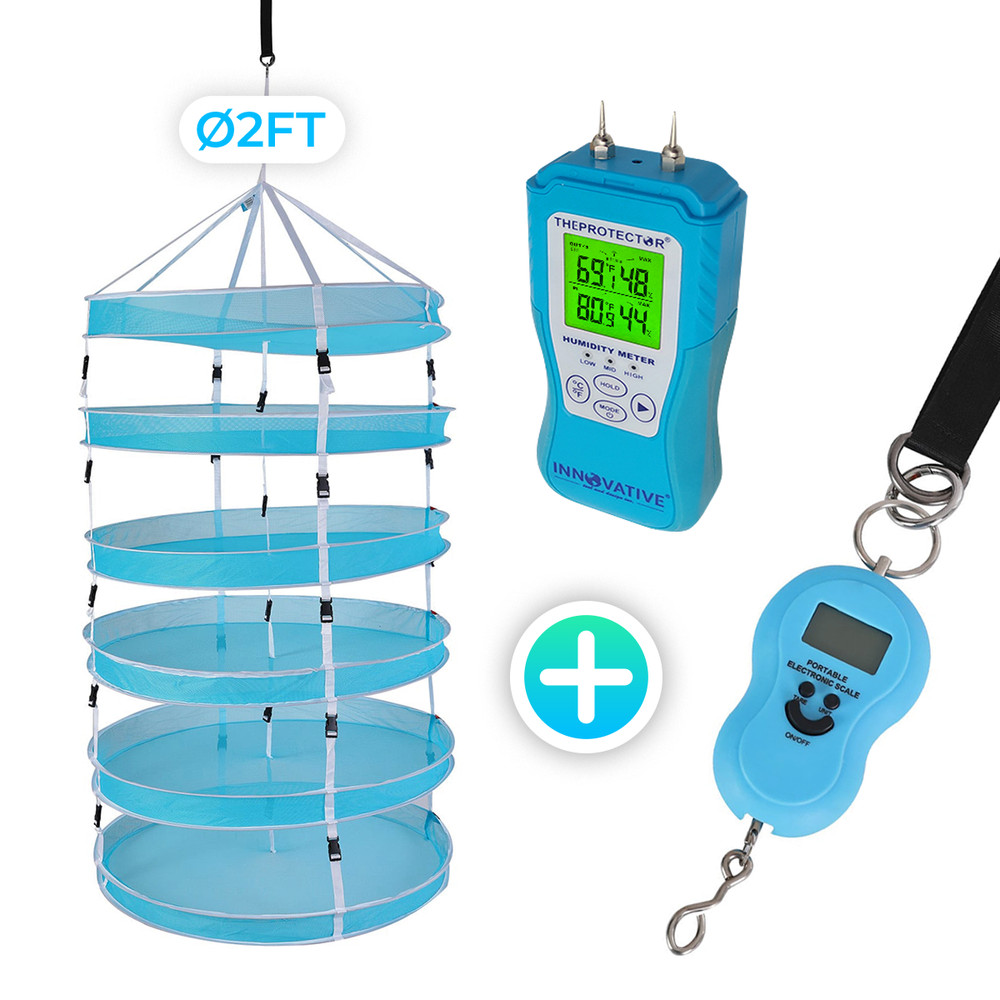 THEPROTECTOR Drying Kit Drying Net 2FT With Scale + Mositure Meter Harvest Tool