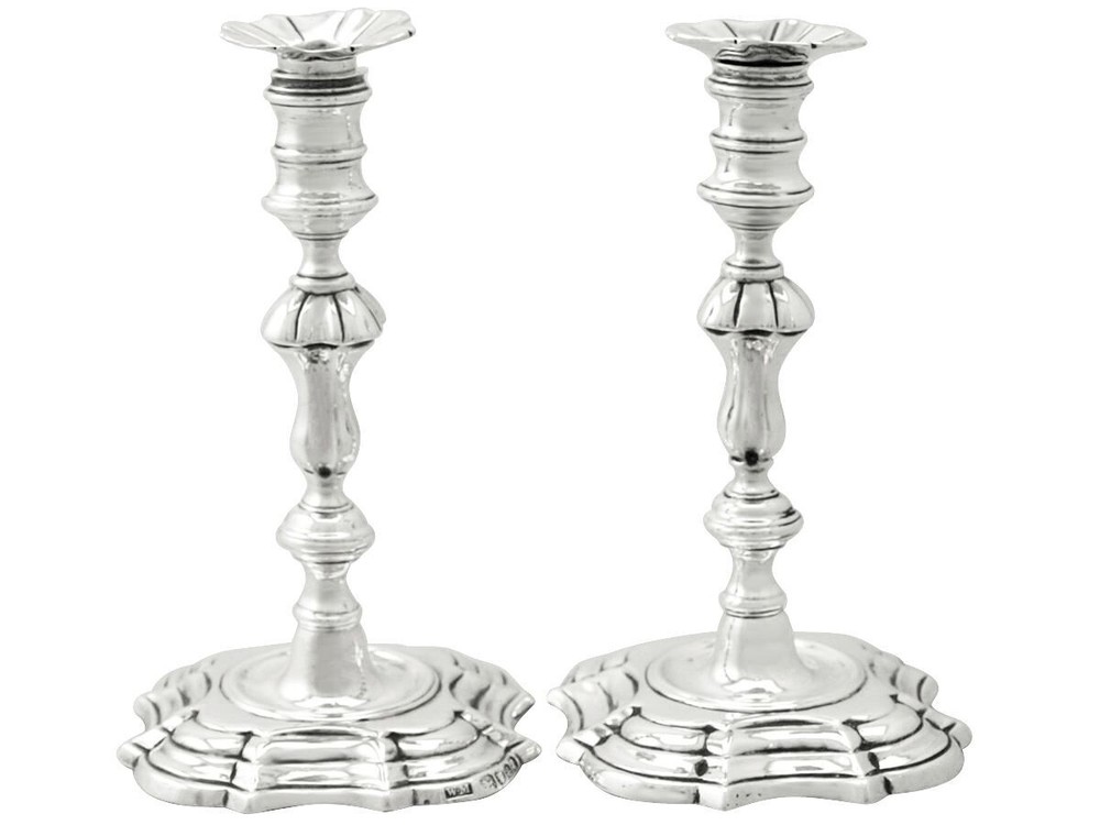Victorian Sterling Silver Taper Candlesticks 1800s