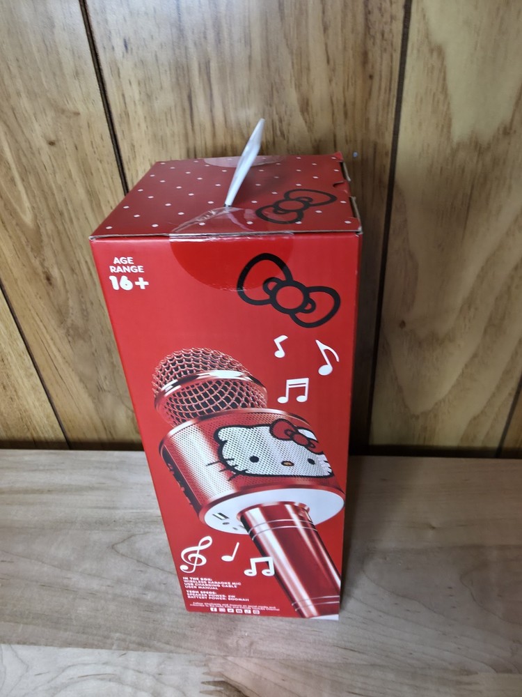 HELLO KITTY BLUETOOTH KARAOKE MICROPHONE; Red