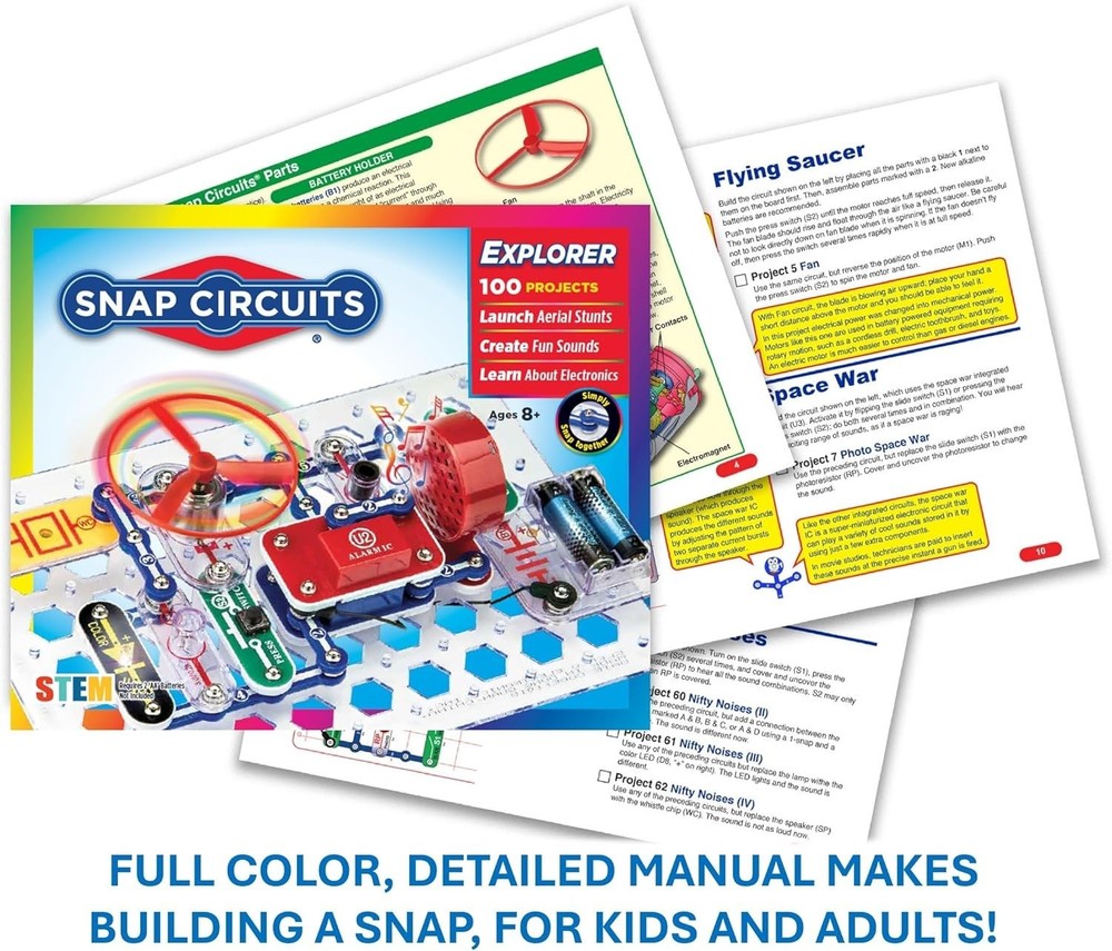 Elenco SC-100 Electronics Kit: 28 Parts for 100+ STEM Projects - Fun Learning!