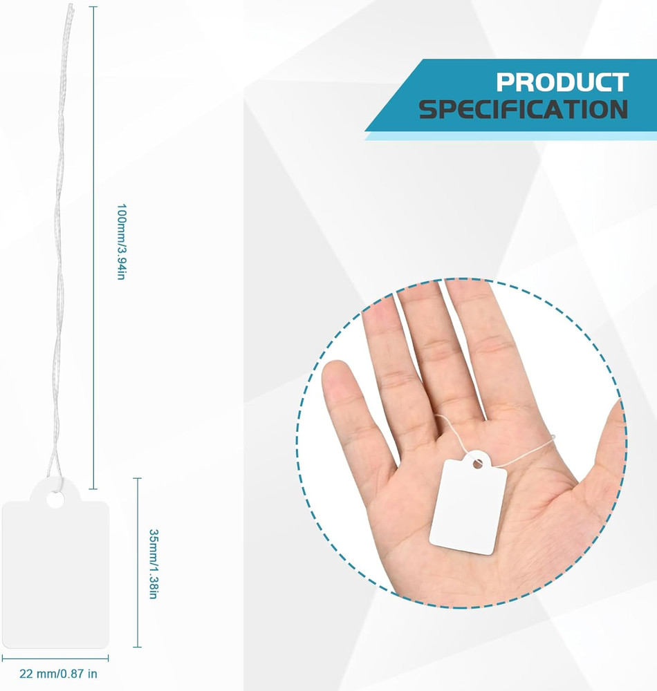 220 Pack White Price Tags with String Attached Writable Display Labels White Pri