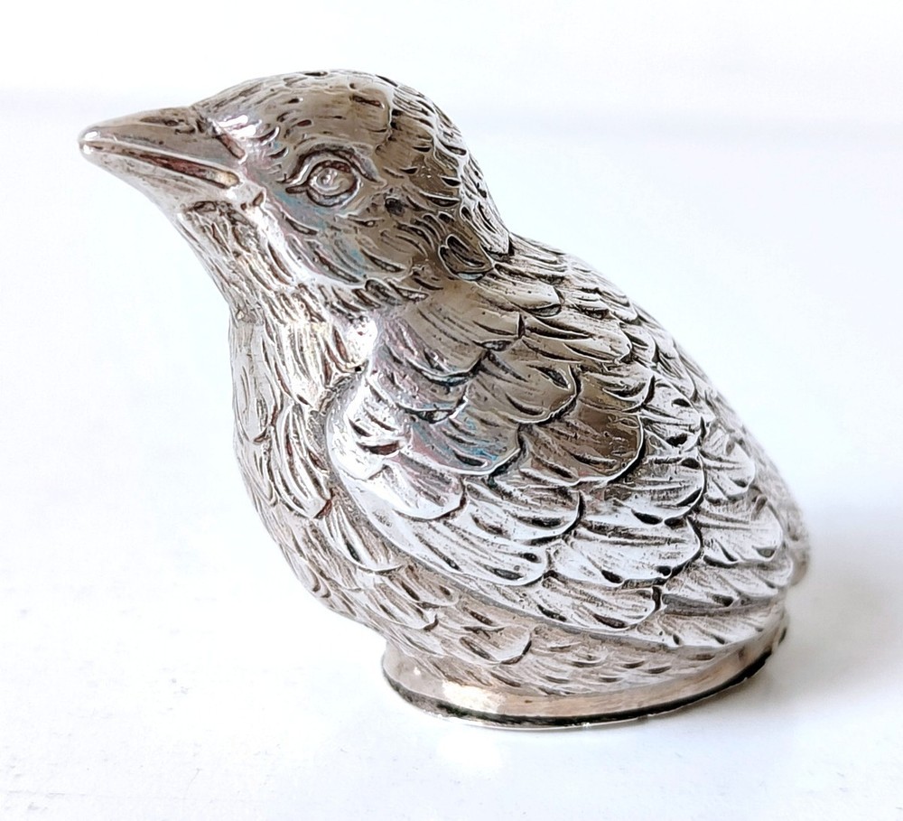 Vintage Solid 800 Silver Bird Shaped Salt Pepper Shaker Pepperette Germany c1940
