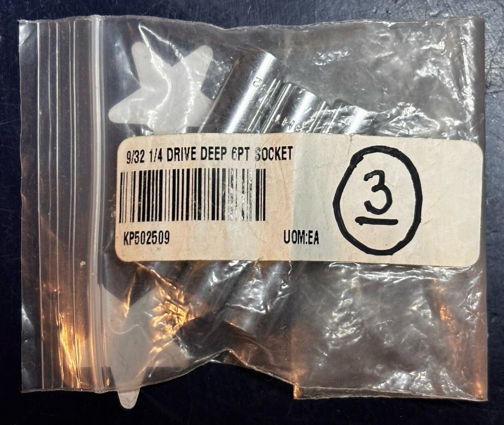 Three Wright Tool 9/32" Deep Socket 6pt 6 Point 1/4” DRIVE #2509 THREE SOCKETS