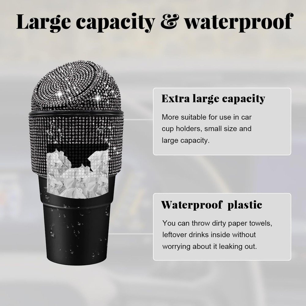 Sparkling Crystal Auto Garbage Can with Leak-Proof Lid, Multipurpose Waterpro...