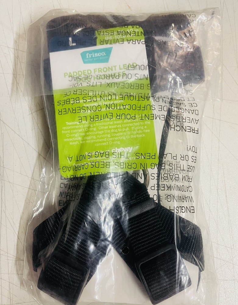 Frisco Padded Front Lead Dog Harness Black Size Large NIP