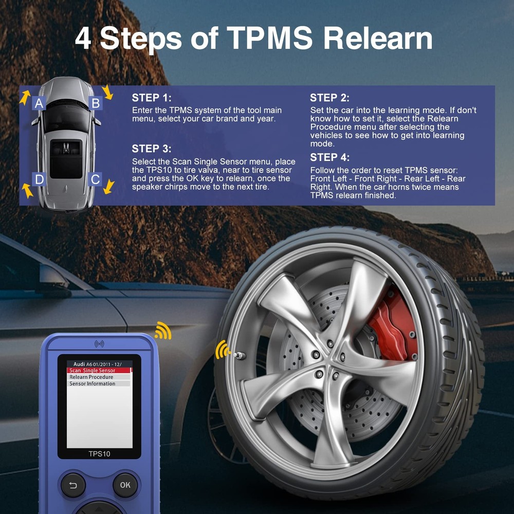 Universal TPMS Relearn Tool Auto Tire Pressure Sensor Activate TPMS Reset Tool