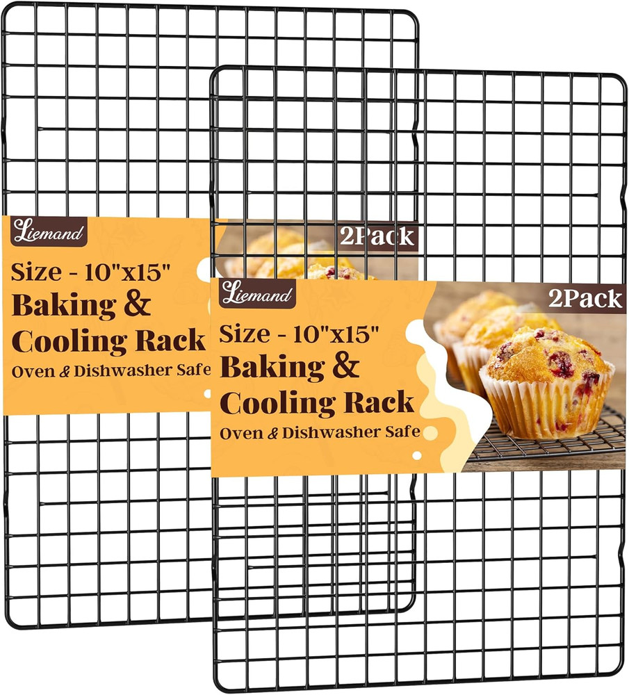 Cooling Racks for Cooking and Baking - 2 PCS 10" X 15" Grid Wire Baking Rack for