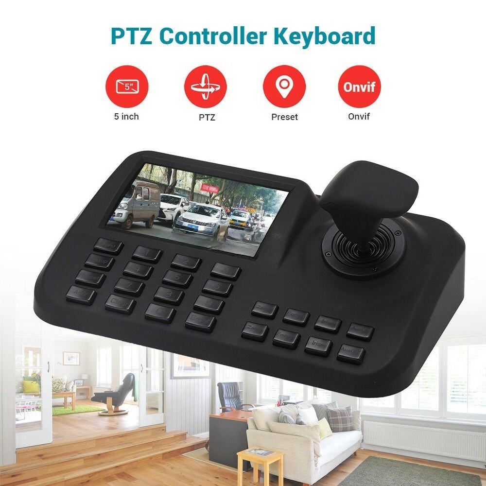 For 3D IP PTZ Controller CCTV Keyboard Joystick with 5" HD LED Screen Display