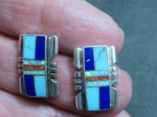 native turquoise opal earrings american