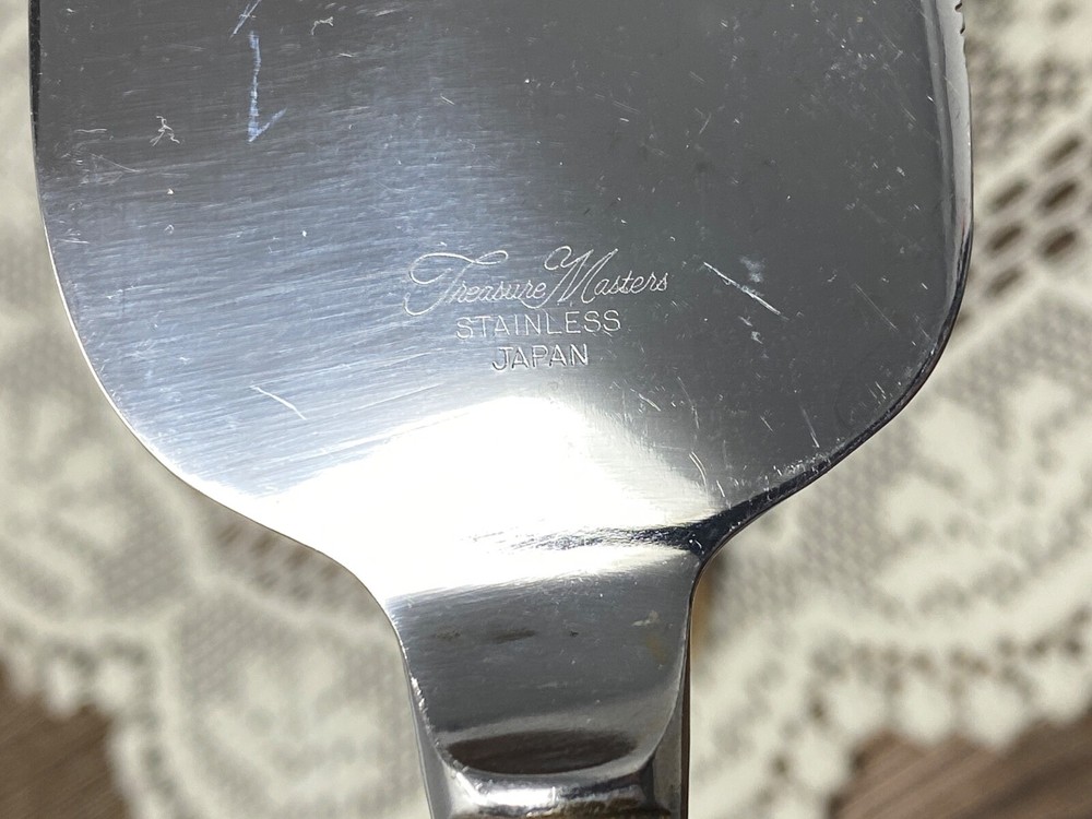 Treasure Masters stainless steel JAPAN cake knife server set rose pattern