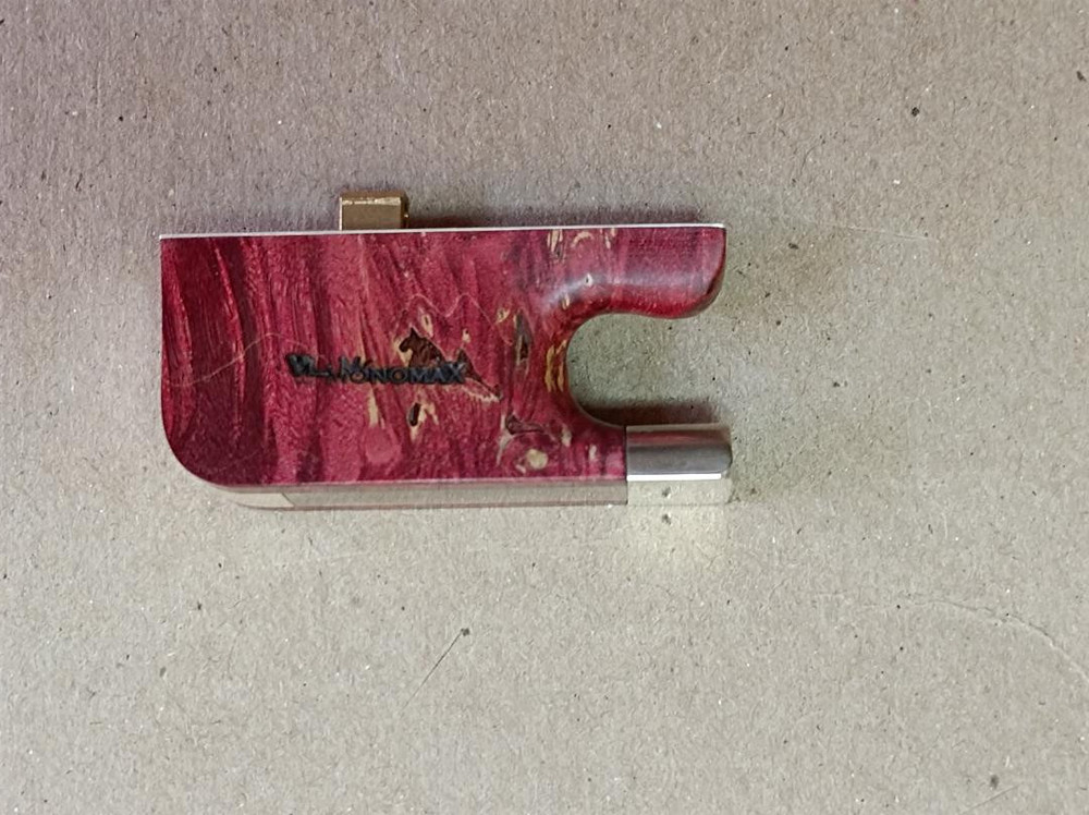 Silver mounted Frog from Birch Burl Red for Cello Bow