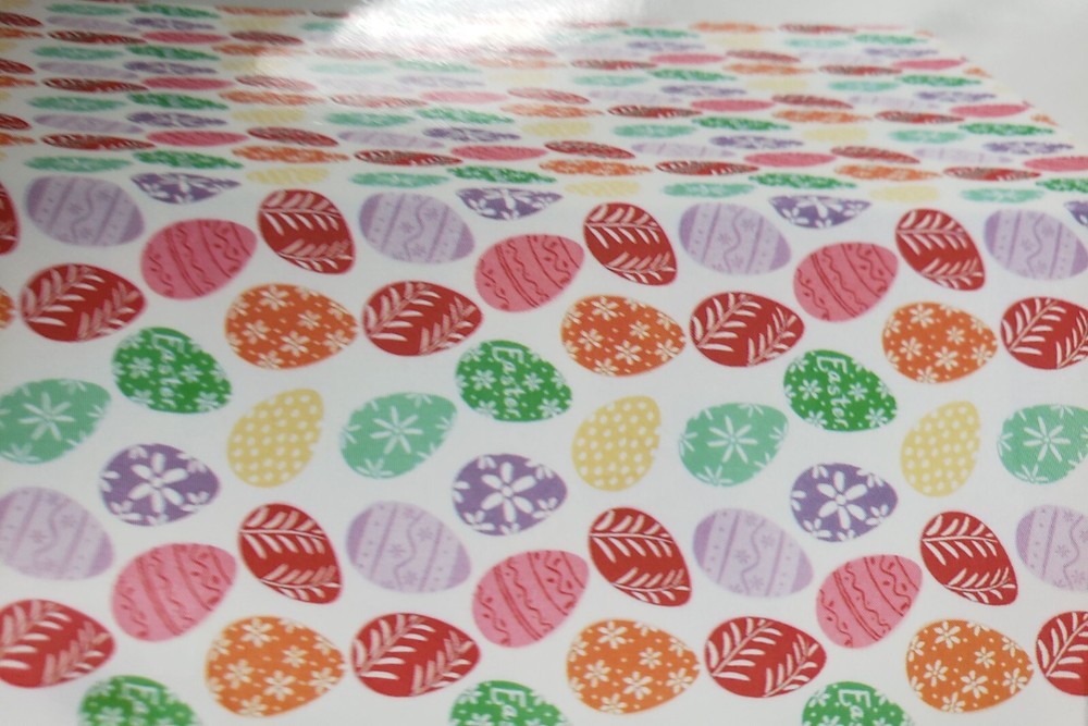 Printed Fabric Tablecloth 60"x84" Oblong (6-8 people) MULTICOLOR EASTER EGGS,EHD