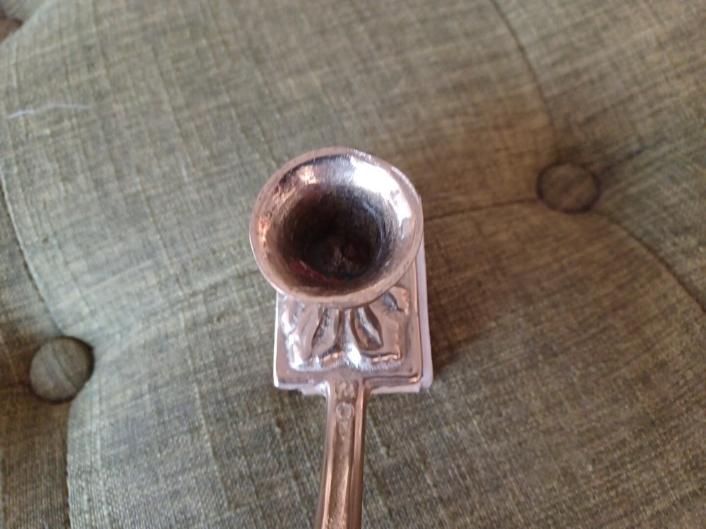 Vintage Hand Held Solid Brass - Candle Stick & Match Box Slot - with Matches