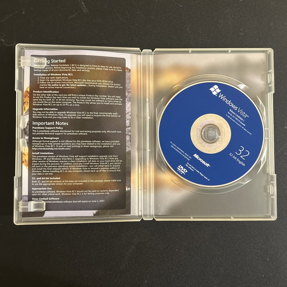 Windows Vista Release Candidate 1 Customer Preview Program DVD 2-Disc 32/ 64 Bit