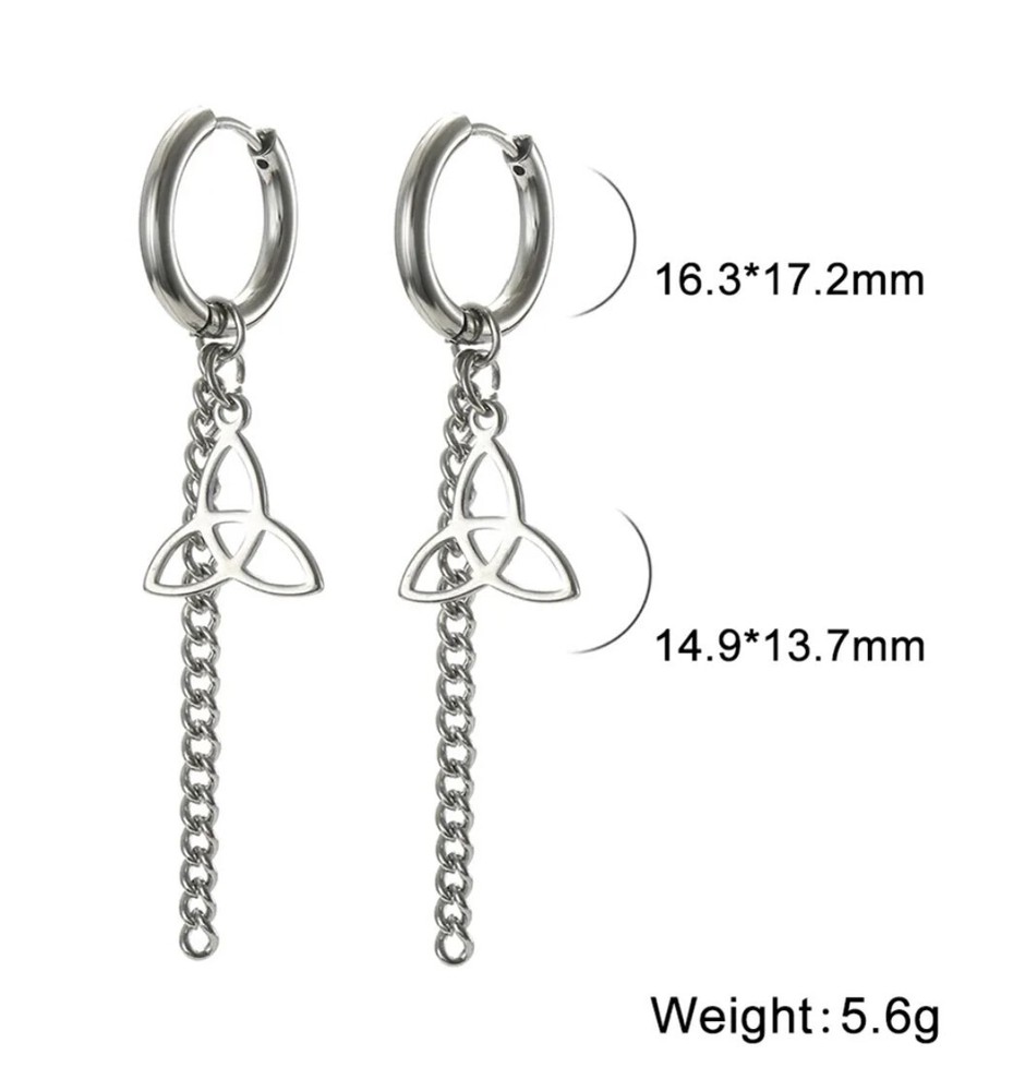 Trinity Dangle on Hoops Stainless Steel Earrings 1 Pair