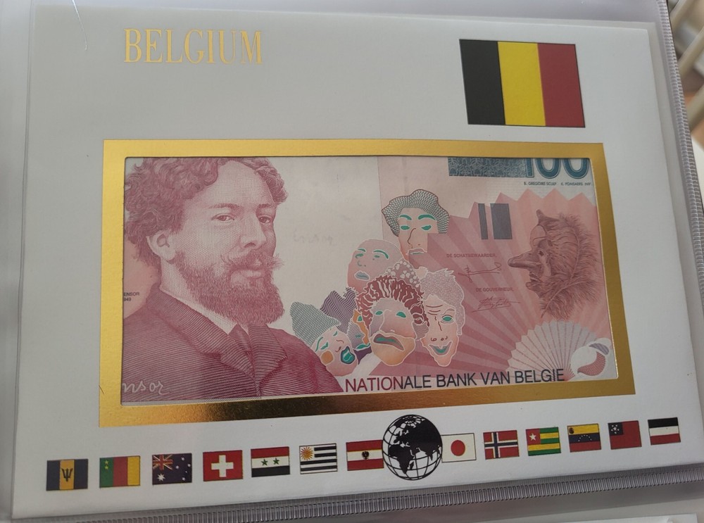 VERY NICE  BELGIUM   UNC  100 FRANCS BANKNOTE COVER