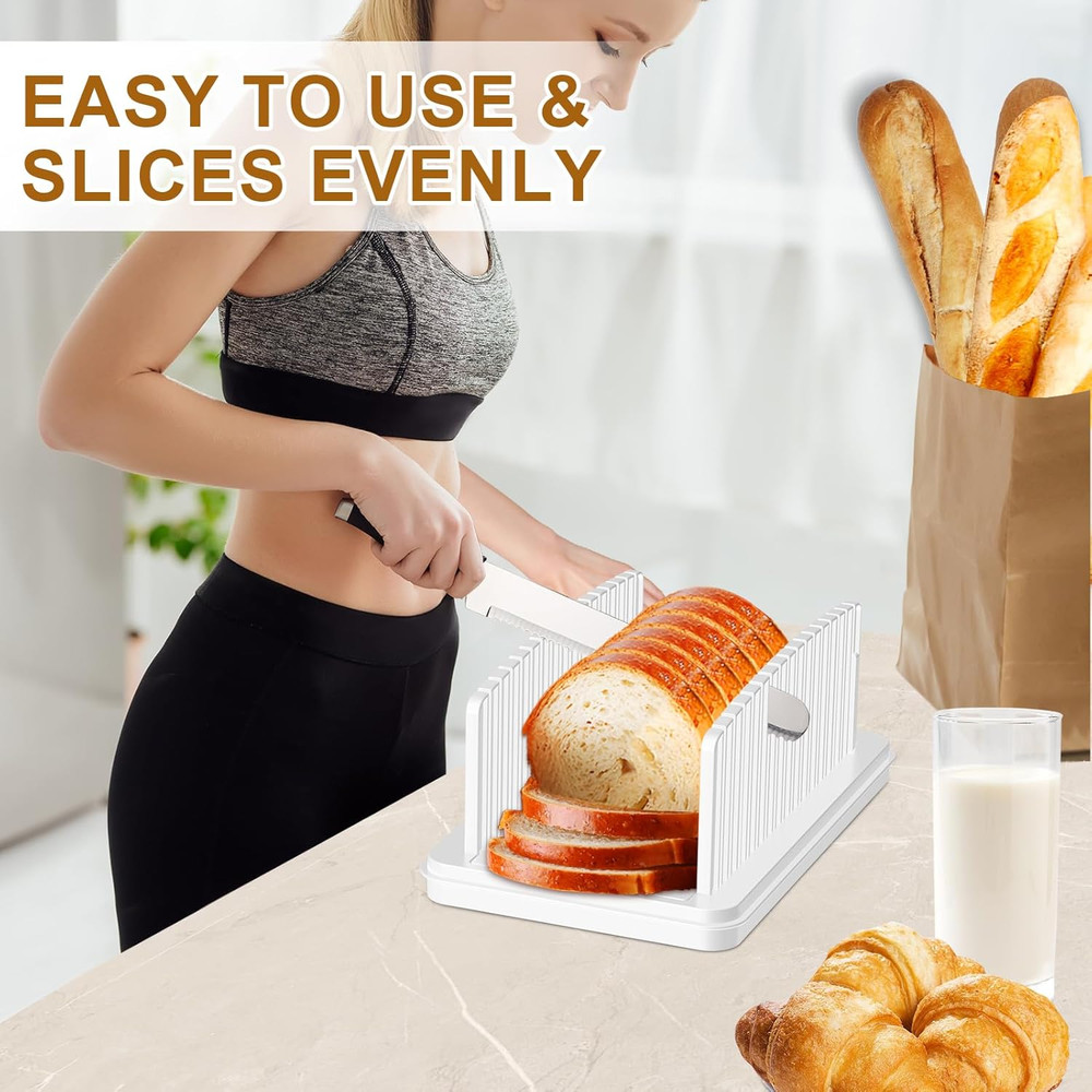 Upgrade Pull Out Bread Slicer for Homemade Bread, Foldable Bread Slicing Guide,R