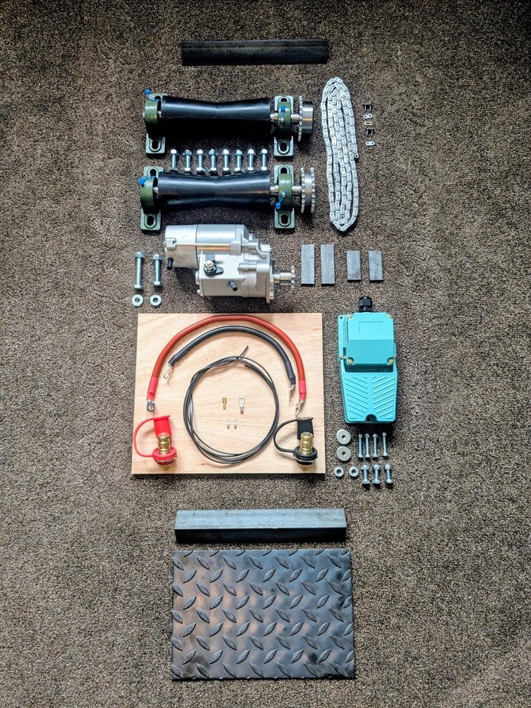 Motorcycle Roller Starter Kit With Motor, Switch and Frame Materials and Wiring