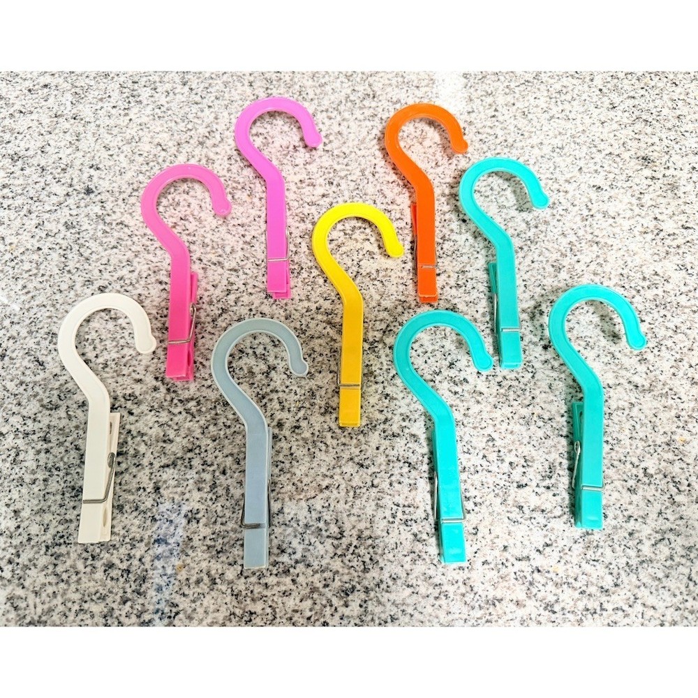 Laundry Hanger Hook Clips Multicolor Clothesline Towel Hooks 8pc