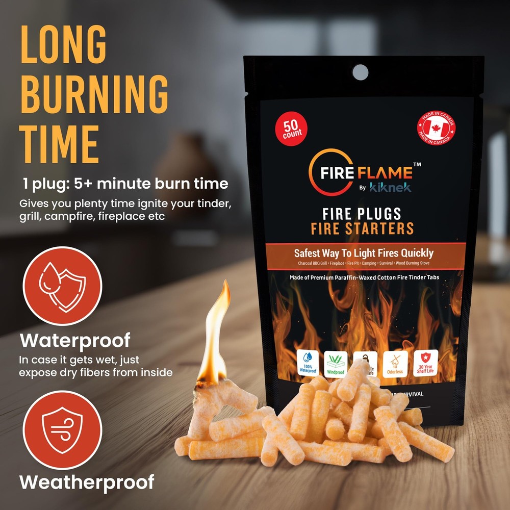 Fireflame Fire Plugs Fire Starter - Quick Instant 100% Waterproof Firestarter...