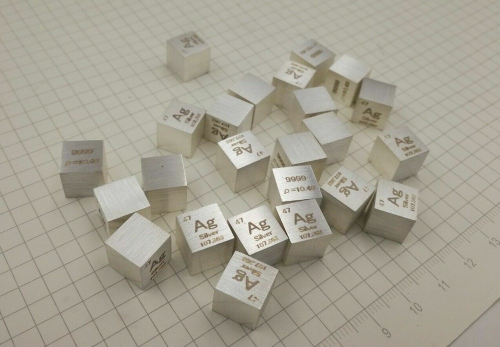 10mm Metal silver Cube 99.99% Pure Ag Density Cube Specimen Element Collection