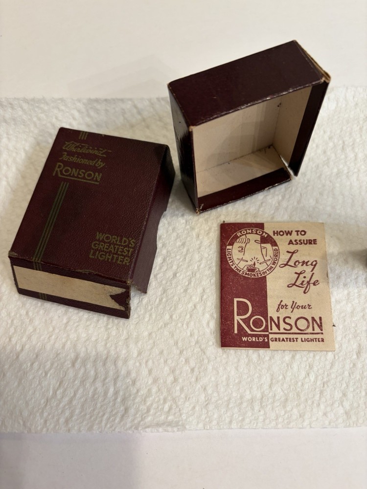 Vintage Ronson Lighter-“TYPHOON”-Model “Whirlwind” Box-Ronson Use Booklet-