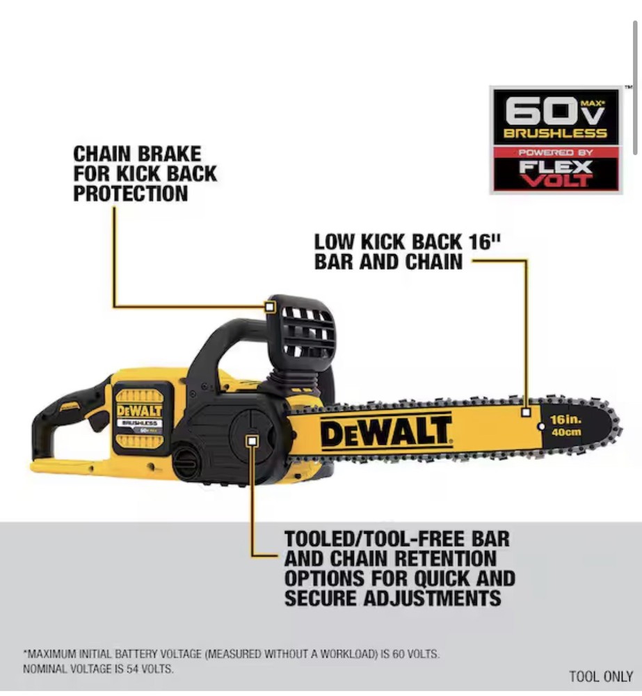 DeWALT FLEXVOLT DCCS670B 60V MAX Cordless Chainsaw (Tool Only)