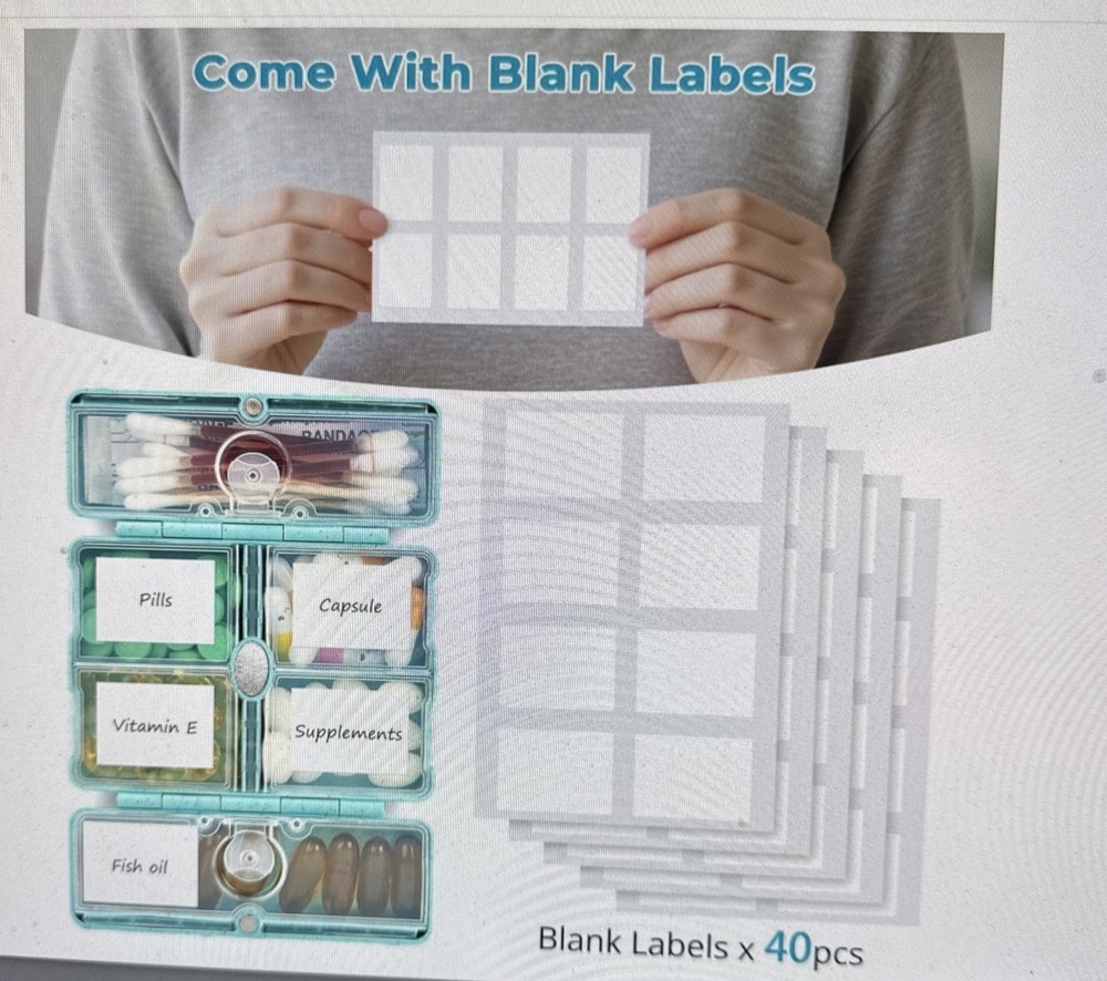 Zentiky Small Pill Organizer With Labels