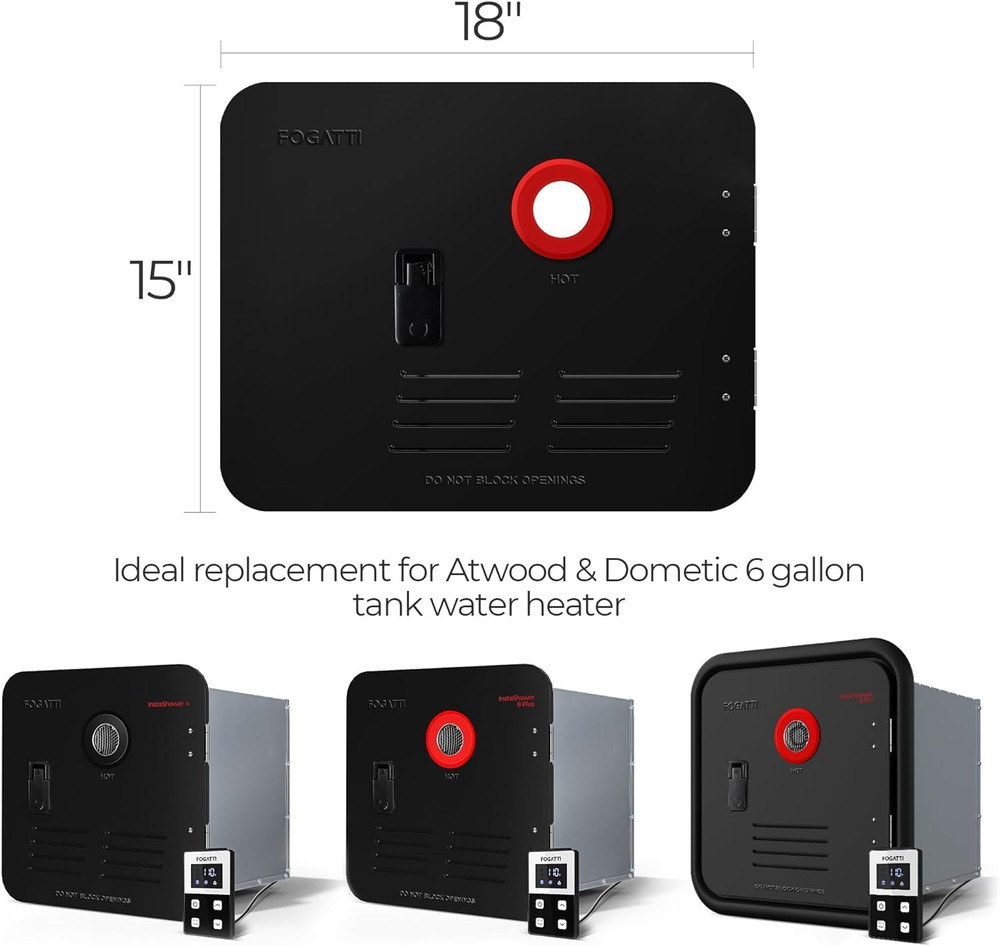 15" x 18" RV Water Heater Black Door with Ring - Durable & Stylish Accessory