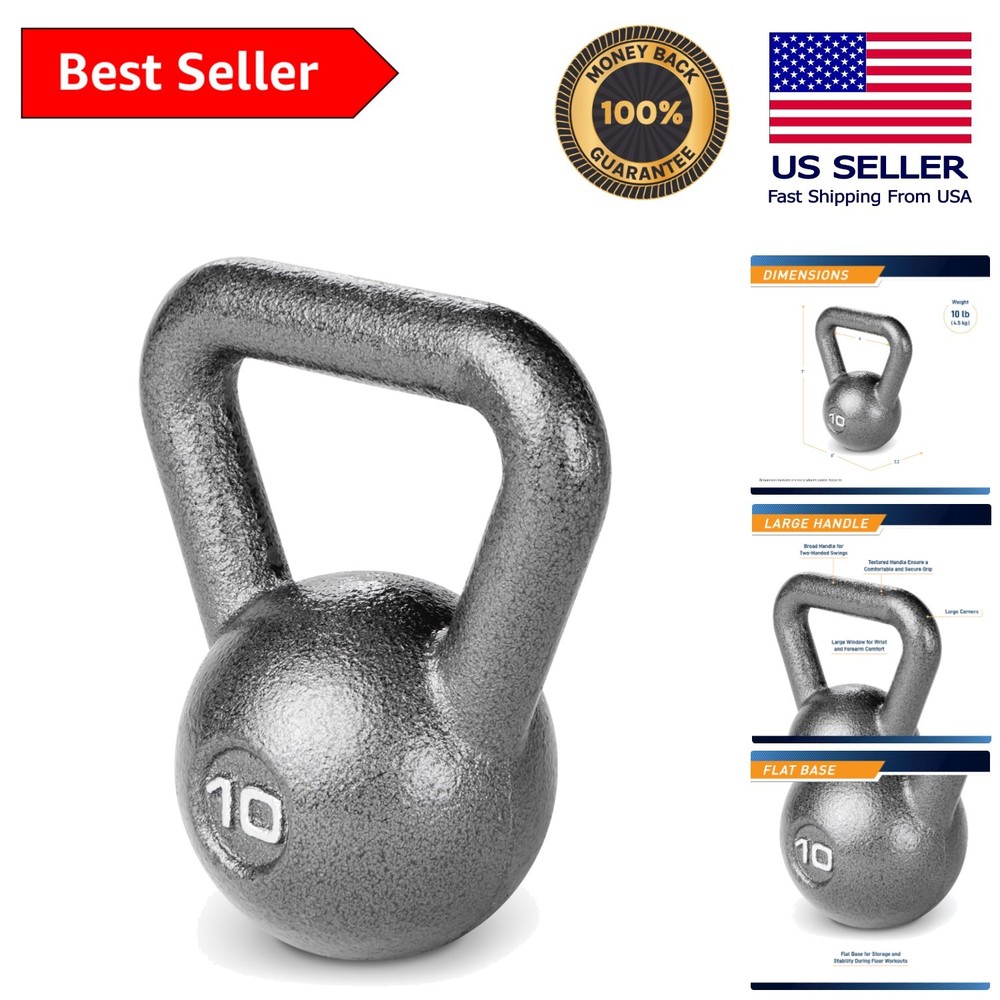 Rust-Resistant Hammertone Kettlebell 10 lbs - Ergonomic Design for Secure Grip