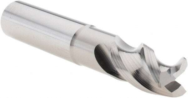 Iscar 1/2" Diam 3 Flute Single End Solid Carbide 0.03" Corner Radius End Mill...