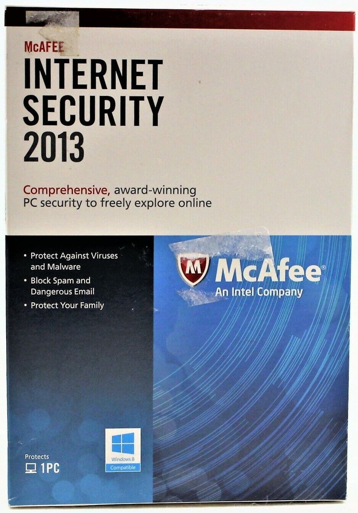 McAfee Internet Security 2013 1 PC  Retail Box Disc For Windows XP 7 8