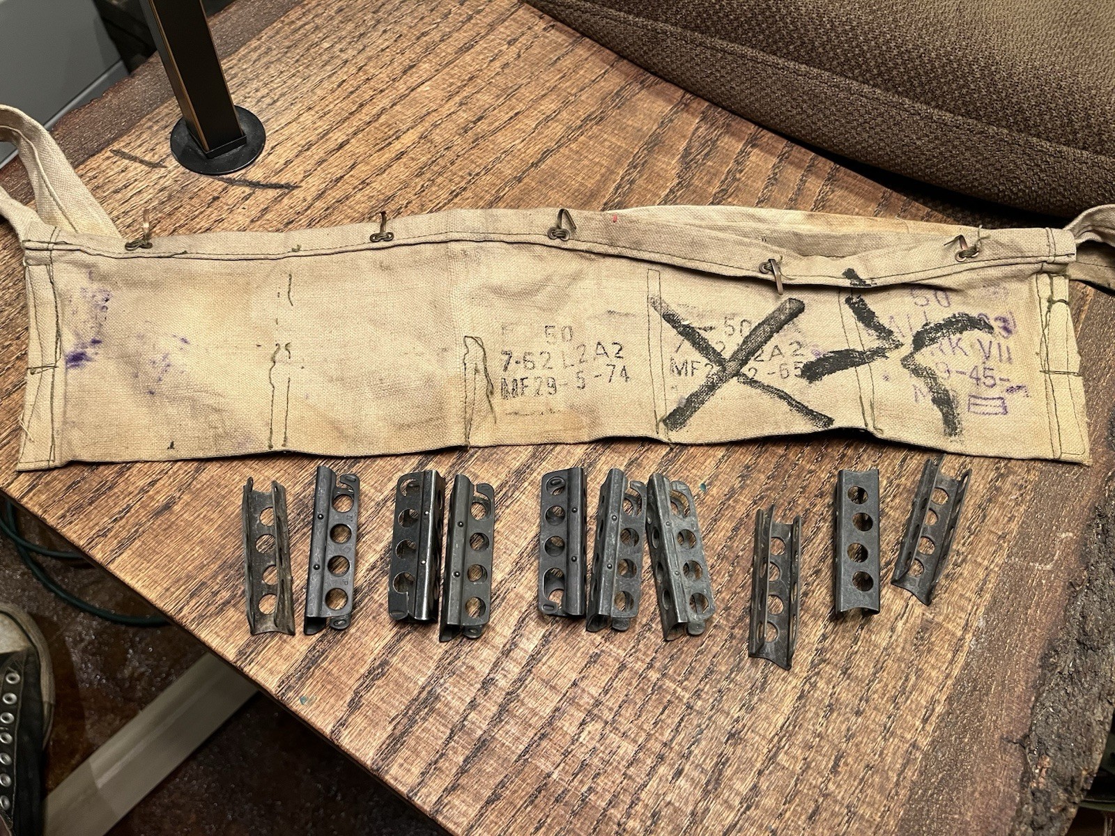10 Rare Mk3 Pattern 303 British Enfield Rifle Carbine Stripper Clips + Bandoleer