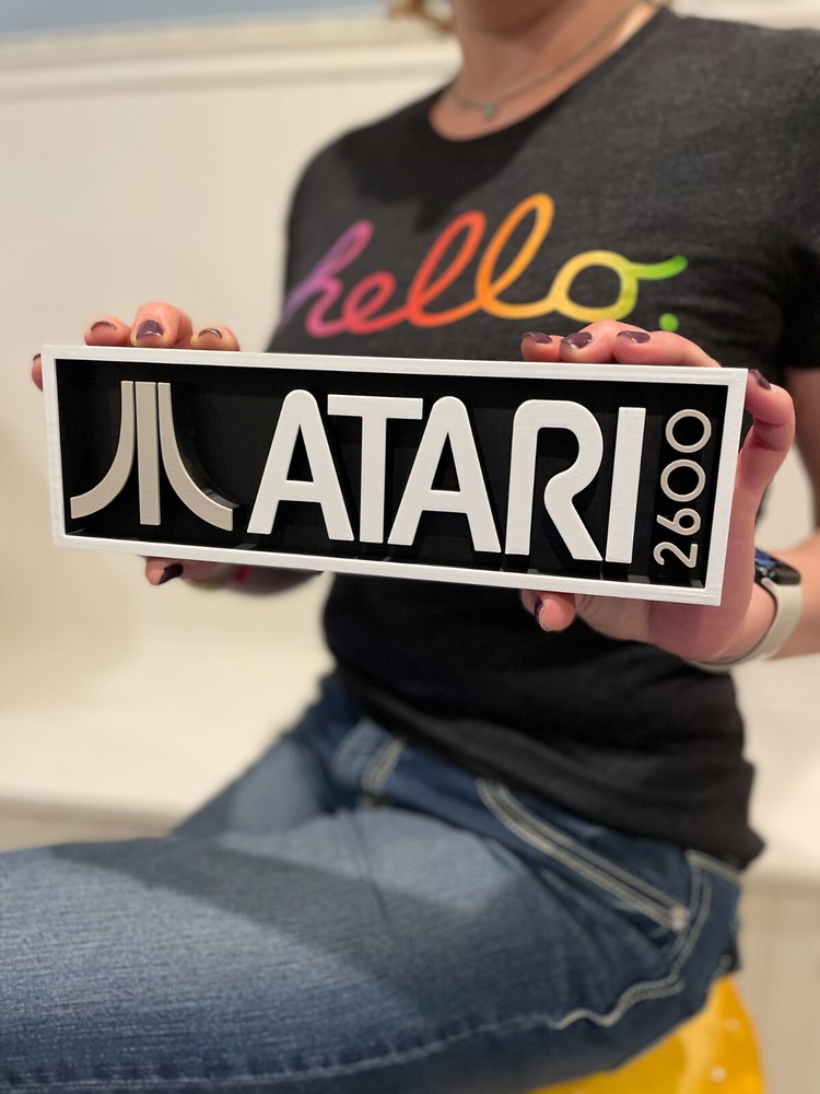 ATARI 2600 3D printed game console placard, retro console sign, multi-color