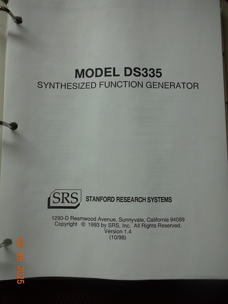 SRS DS335 Operating Manual/Programming Reference 1.4 1998