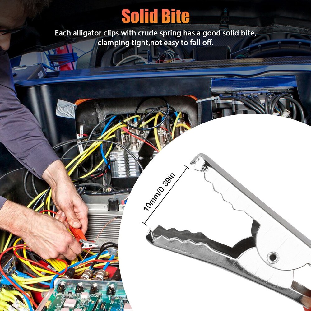 50Pcs Mutilfunction Electrical Test Clamps Metal Alligator Clips Plastic Handle