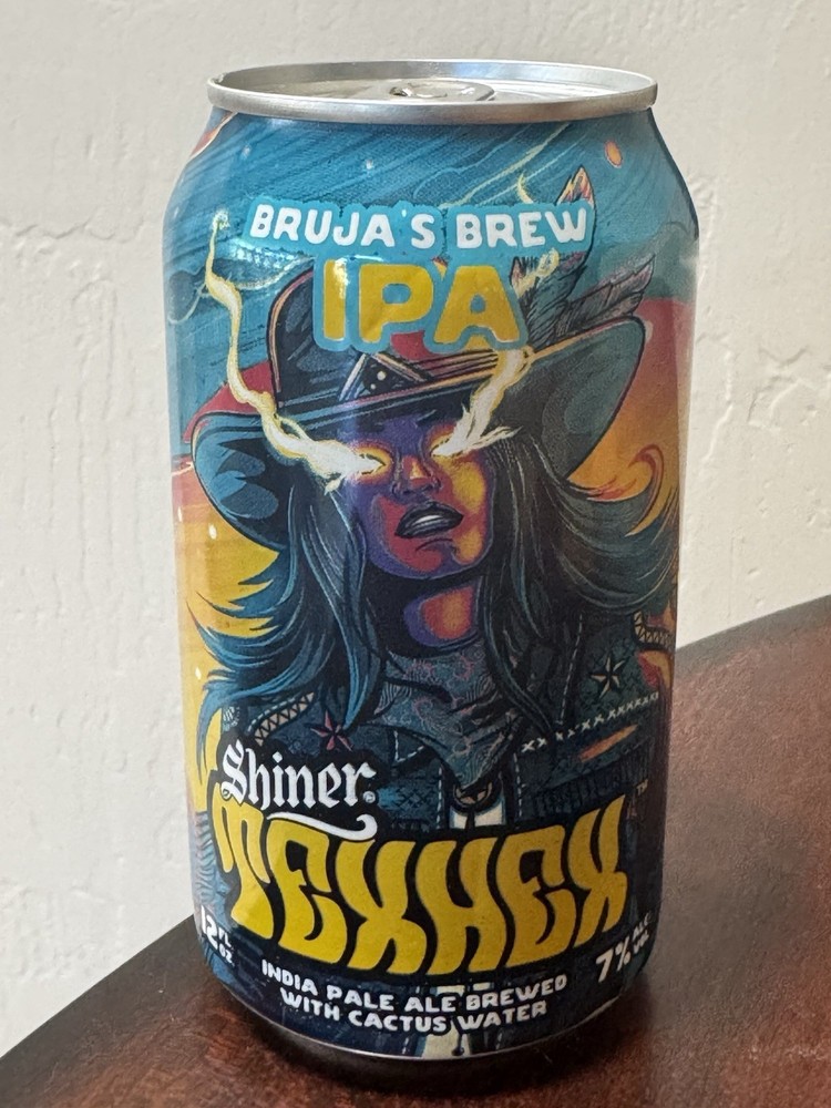 Shiner TexHex Bruja's Brew IPA - Empty Beer Can Bottom Opened