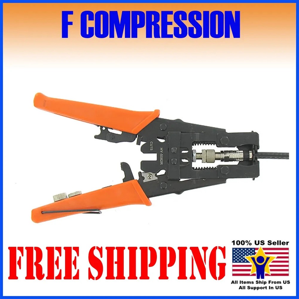 Compression Tool for RG59 RG6 Cable Adjustable Crimping Tool F RCA BNC Coax