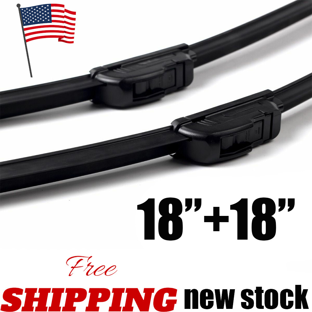 18" & 18" INCH Windshield Wiper Blades Bracketless J-HOOK OEM QUALITY Car Front