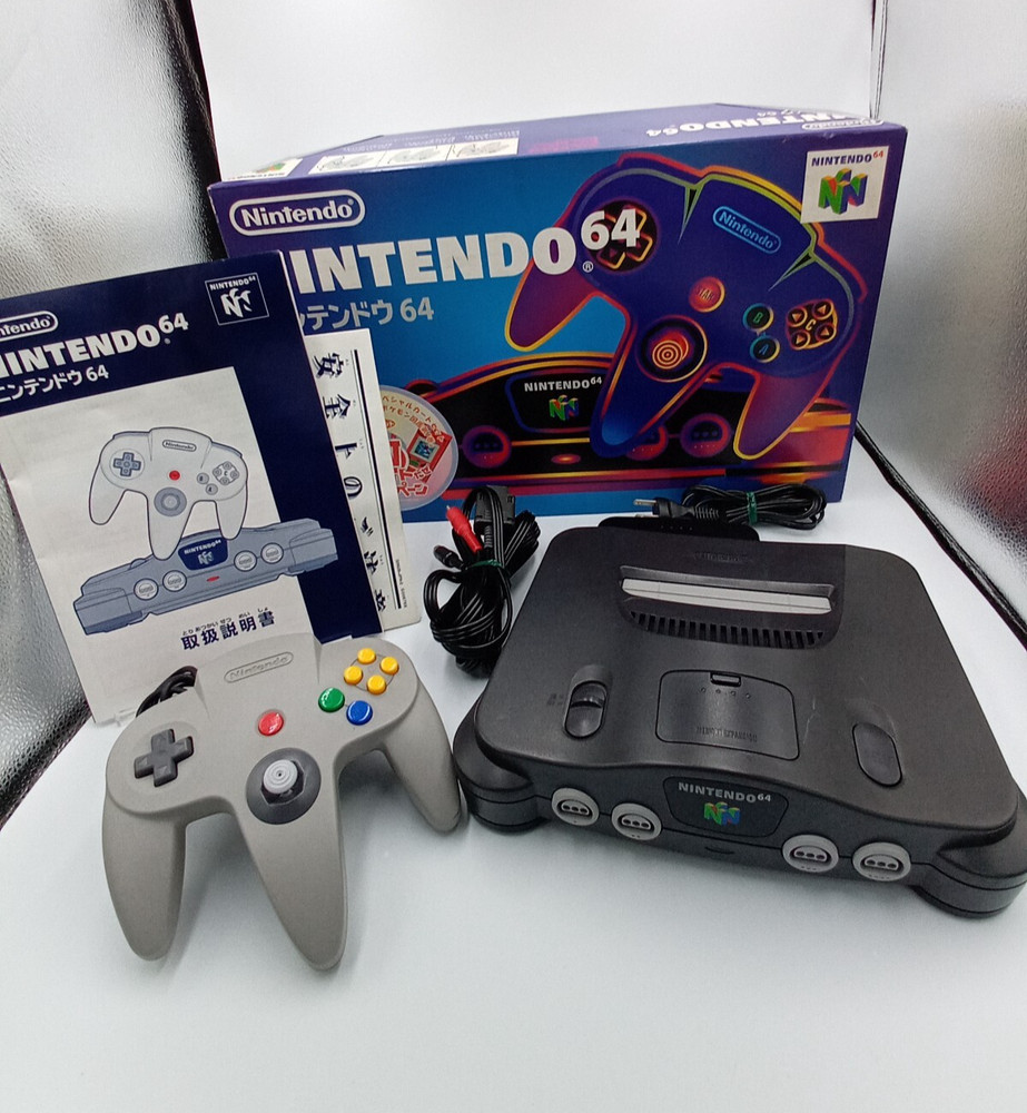 Nintendo 64 Black Console System Boxed Controller Manual N64 NTSC-J CIB Complete