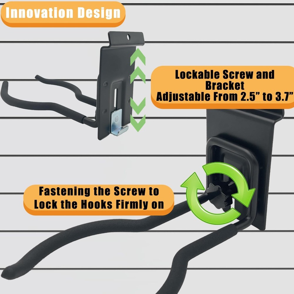 Adjustable Slatwall Hooks, Lockable Slatwall Weedeater & String Trimmer Hange...