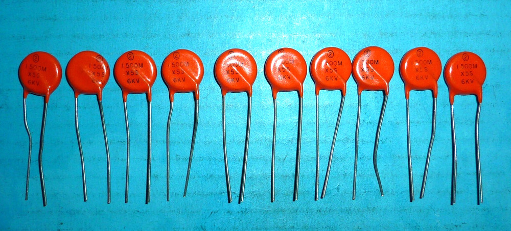 10 Sprague Ceramic Disc Capacitors 1500pf@6kV 6000VDC NOS