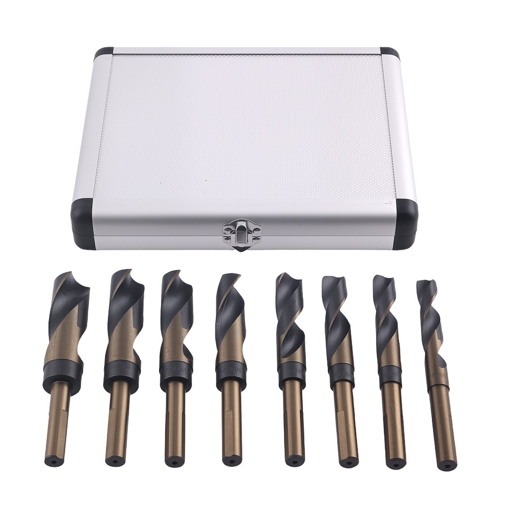 8PC HSS Cobalt Silver Deming Drill Bits Point 9/16-1" w/ Range Storage Case