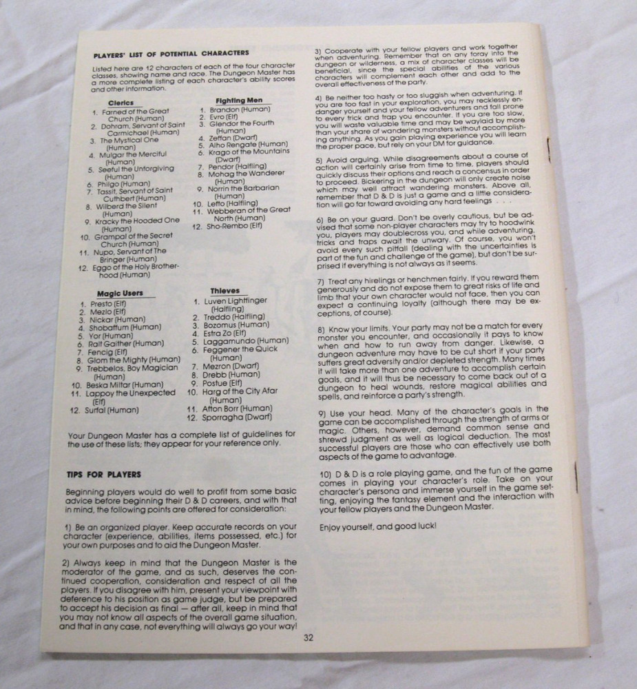 Dungeons & Dragons 1001 Basic Set 2nd Edition TRS Games Incomplete